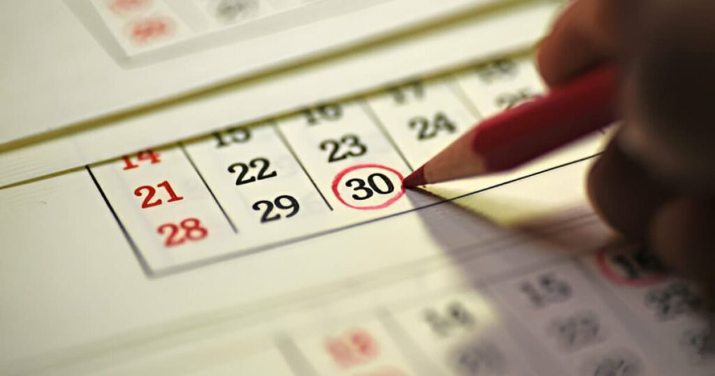 Calendario para ahorro de 30 días