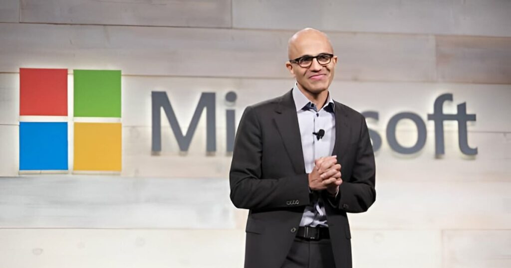 Satya Nadella, CEO de Microsoft, durante una conferencia