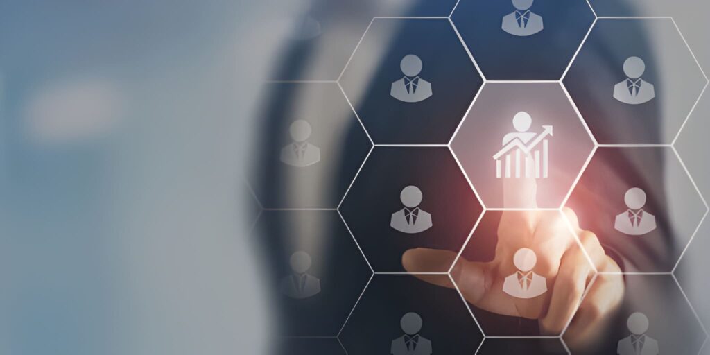  Íconos de personal laboral y gráfica ascendente 