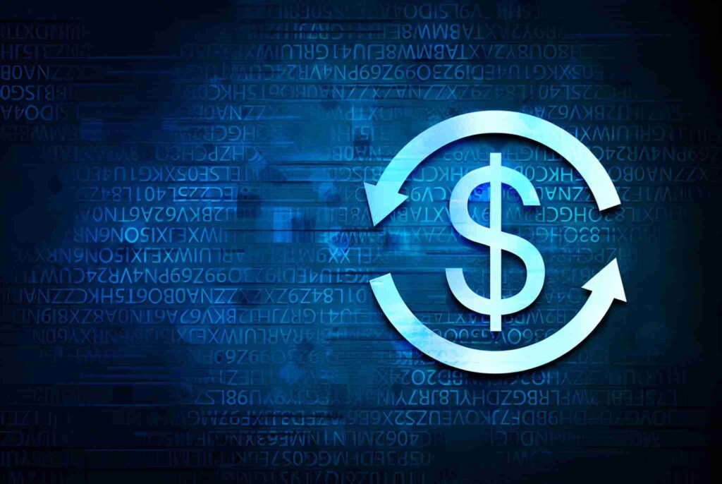 Signo de pesos entre dos flechas generando un ciclo