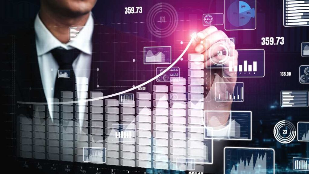 Gráficos virtuales de crecimiento empresarial