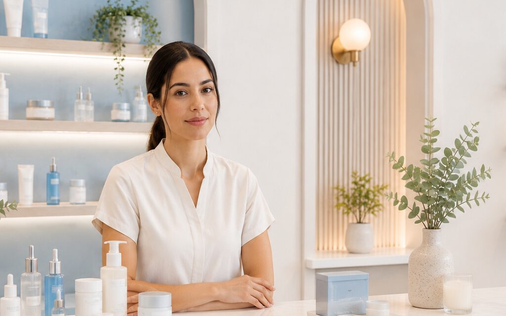 emprendedora en su negocio de skincare, trayecto de ser empleado a emprendedor
