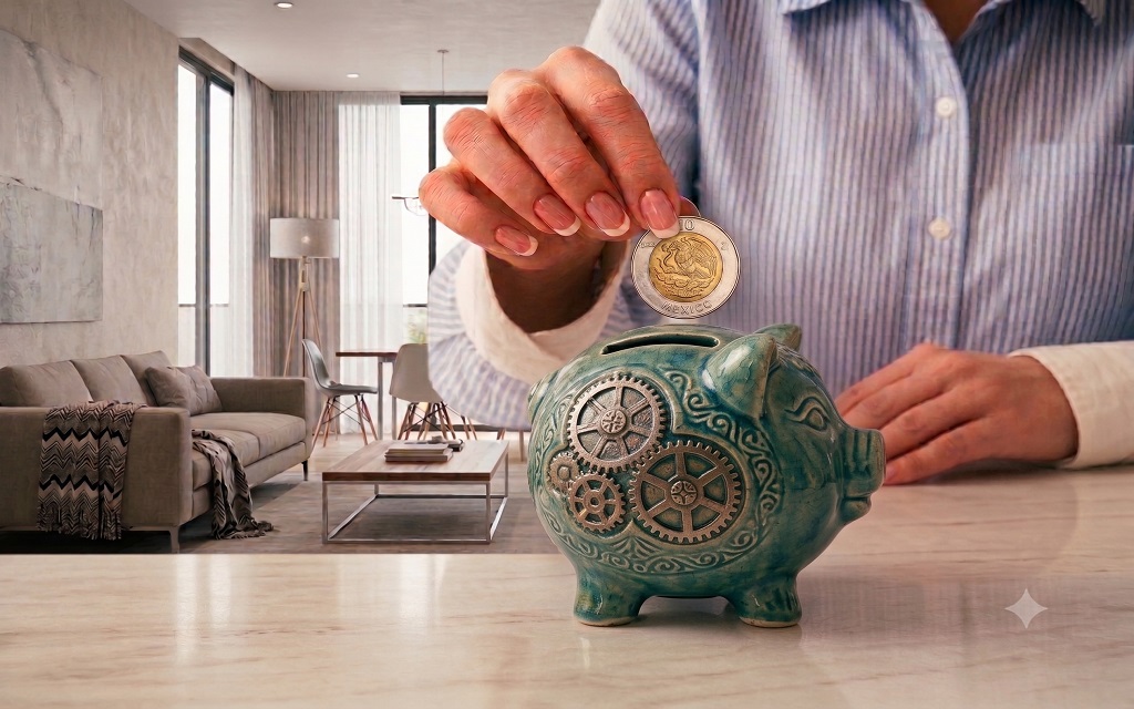 persona colocando una moneda dentro de una alcancía de cerdito, refleja la idea de como empezar a ahorrar